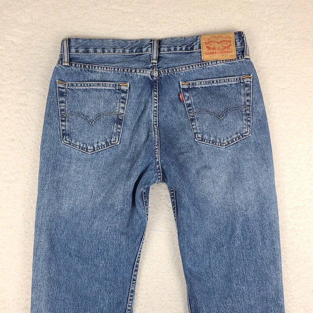Levi's 514 Jeans Mens 34x30 Blue‎ Straight Fit Light Wash 100% Cotton Denim